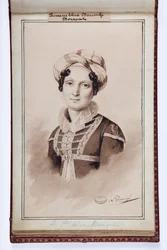Porträt von Elisa Bonaparte, Prinzessin Baciocchi, Illustration aus dem kleinen Album von Elisa Bonaparte, ca. 1820
